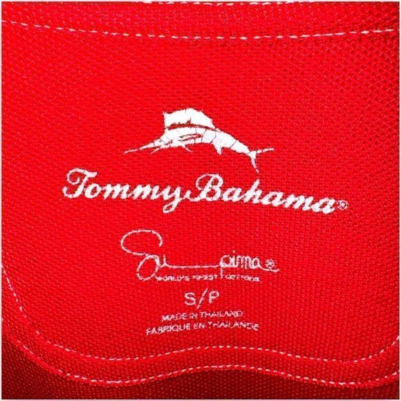 Red Tommy Bahama Supima Polo Shirt Size S - Picture 2 of 8